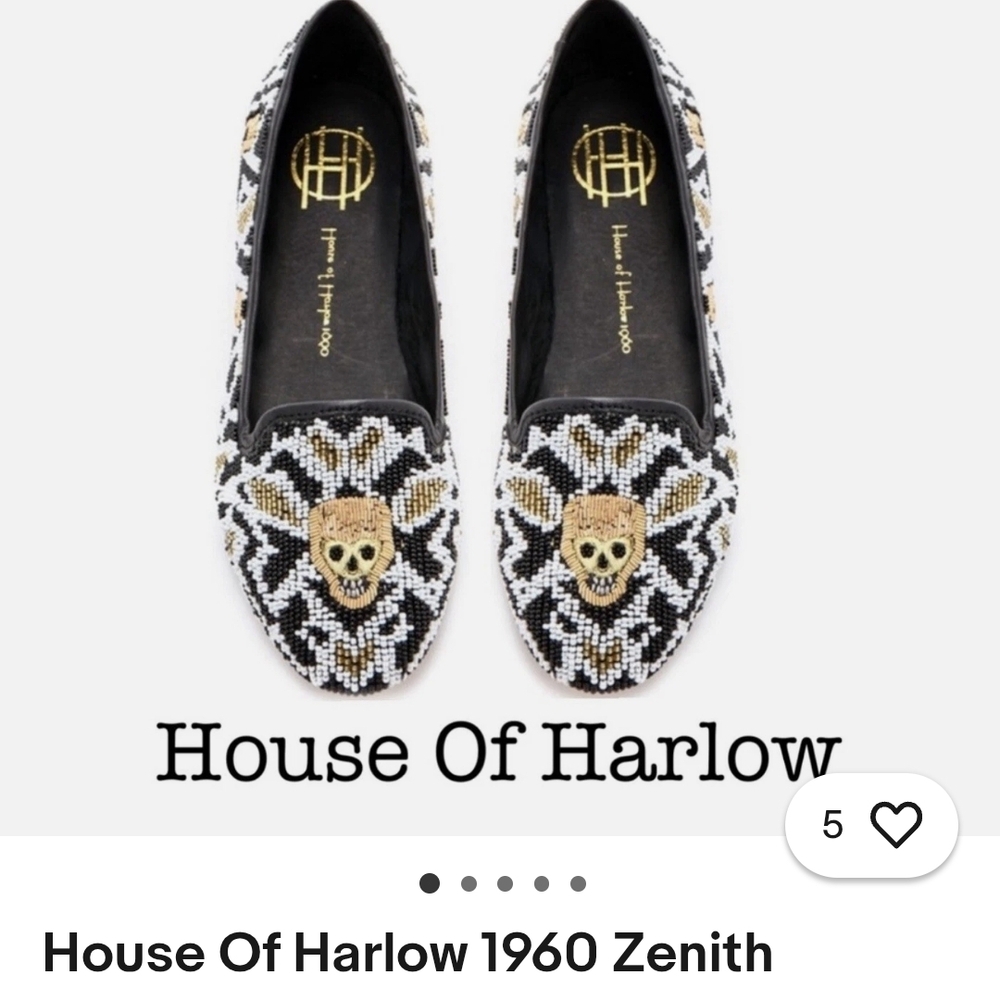 House of Harlow 1960 1960 Zenith Black and Gold Loafers